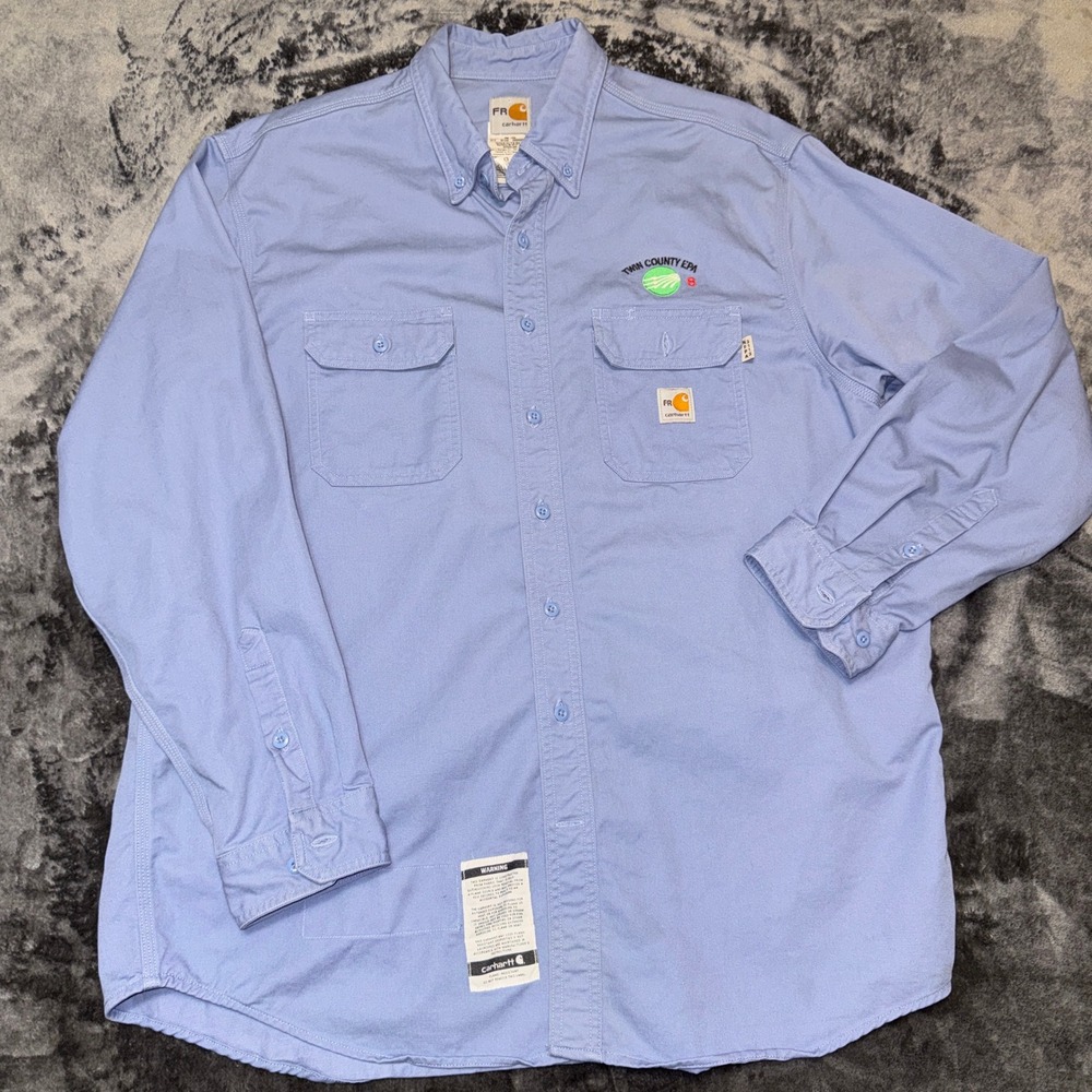 Carhartt FR Shirt Mens XL Blue Flame Resistant Workwear HRC 2 FRS160 MBL